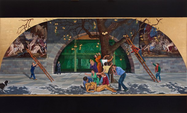 Eolo Paul Bottaro 'Pactolus' (2011) oil, egg tempera, gold leaf on linen, 212 x 347 cm