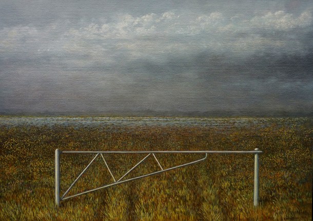 Adam Nudelman, Gate at Lake Augusta (2012), oil on panel, 25.5 x 35.5 cm