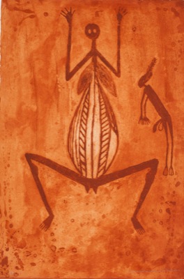 Gershom Garlngarr, Wife of Namarrkon (2011) etching edition 20, 56 x 38 cm