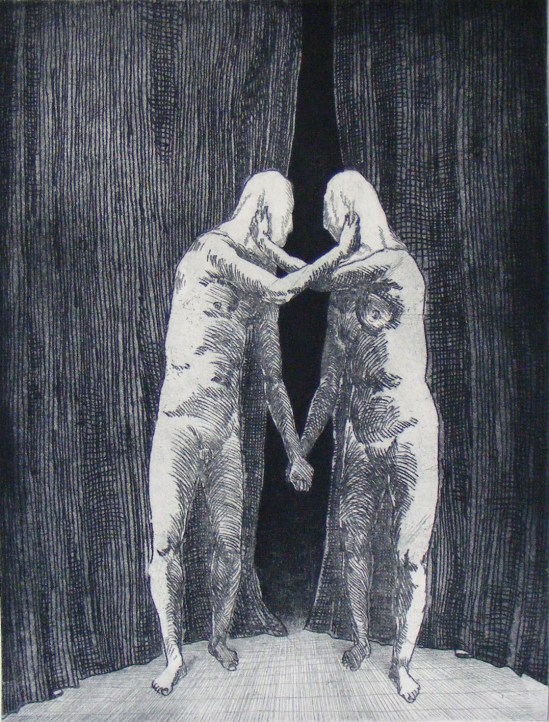 Phil Kreveld, The Lovers 3 (2012) etching, edition of 10, 29.5 x 22.5cm. Printed by Eliza Turnbull and Nicole Macdonald at Trinacria Press.