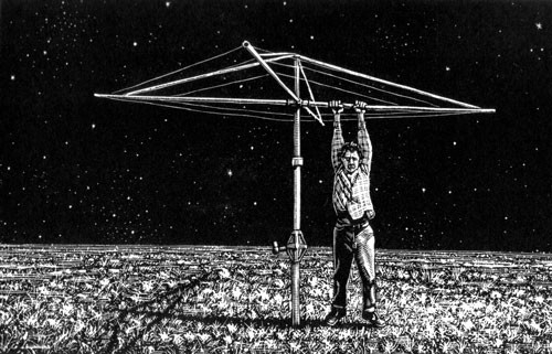 DAVID FRAZER Another night on earth, Wood Engraving, Image Size: 13 x 20 cm, Print Year: 2005, Edition Length: 30 