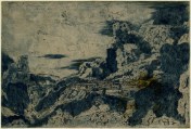 Hercules Segers, Rocky Mountains with a Plateau (HB 10.I.b), etching and drypoint with surface tone, printed in blue ink, 130 x 197mm. Museum Number S.5520 (from the collection of John Sheepshanks, acquired in 1836). To view this print on the British Museum Collection Online click here. © The Trustees of the British Museum