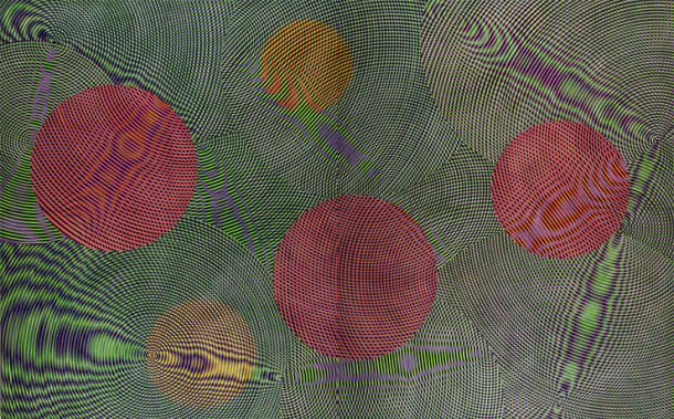 John Aslanidis, Sonic Network no. 14, 2014, oil and acrylic on canvas, 300 x 488 cm