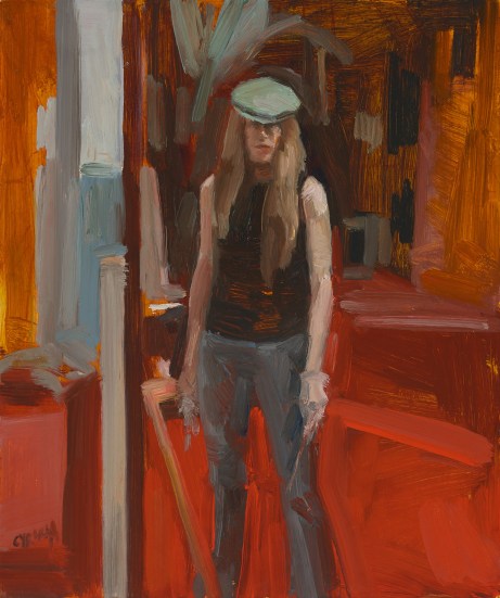 Dagmar Cyrulla Studio Self Portrait, 2014, oil on board, 30 x 25 cm