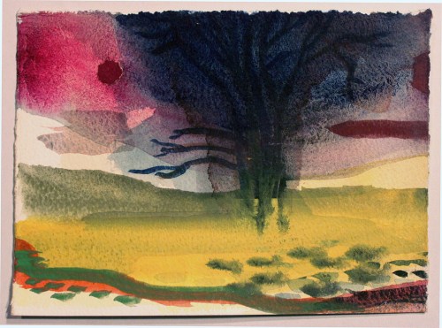John Sheehan, Dark tree, 2011, watercolour, 14 x 19cm