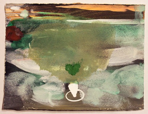 John Sheehan, Green heart, 2014, mixed media, 14 x 19cm (Places from a memory series) 