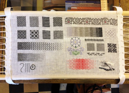 A sample of Blackwork stitching by Holly Coleman at Stag & Bow