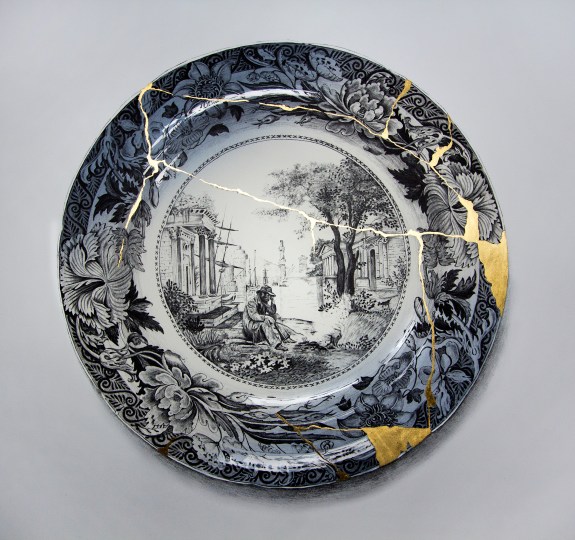 Robert Hague, Blue Claude. 2015, hand gilt 24ct lithograph on cotton rag paper, 70 x 70cm, edition of 10