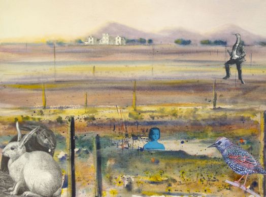 Colin Palethorpe, You Yangs, 2015, watercolour and collage on panel, 41 x 61 cm