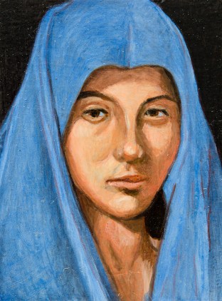 Eolo Paul Bottaro, Madonna - after Messina, 2016, oil and egg tempera on board, 9 x 6 cm