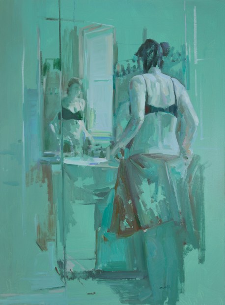 Dagmar Cyrulla, Doing What a Girl Has To 3, 2016, oil on linen, 122 x 91 cm