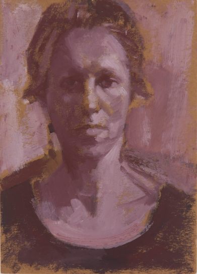 Dagmar Cyrulla, Self Portrait 11, oil on card, 18 x 11 cm 