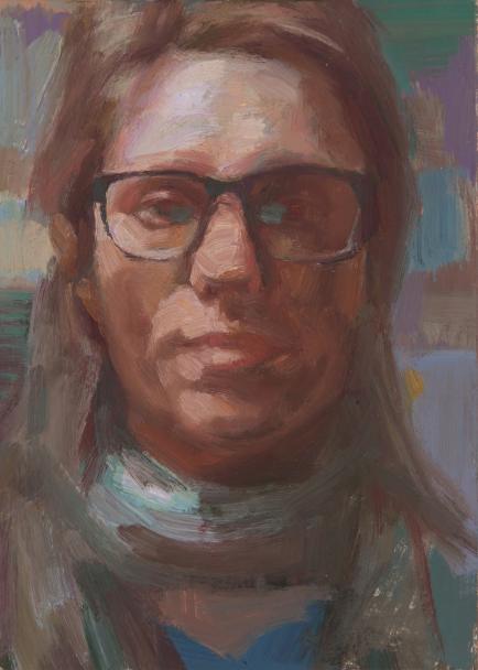 Dagmar Cyrulla, Self Portrait 6, 2016, oil on card, 18 x 13 cm