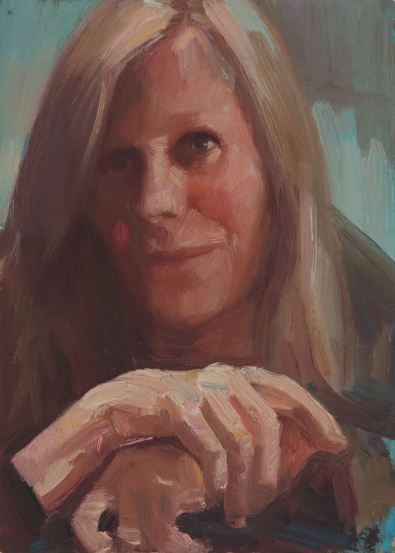 Dagmar Cyrulla, Self Portrait 7, 2016, oil on card, 18 x 13 cm